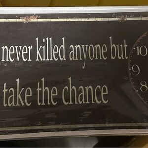 New sealed Rustic Black Brown and Cream Inspirational Wall Sign Clock Battery